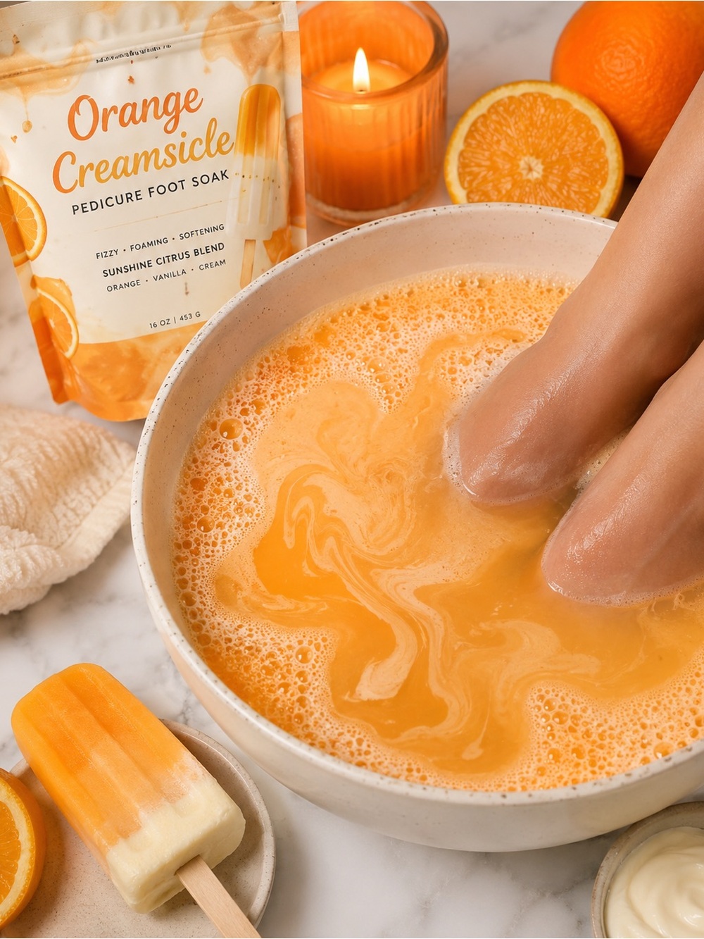 Handcrafted Dreamy Creamy Orange Creamsicle Pedicure Foot Soak